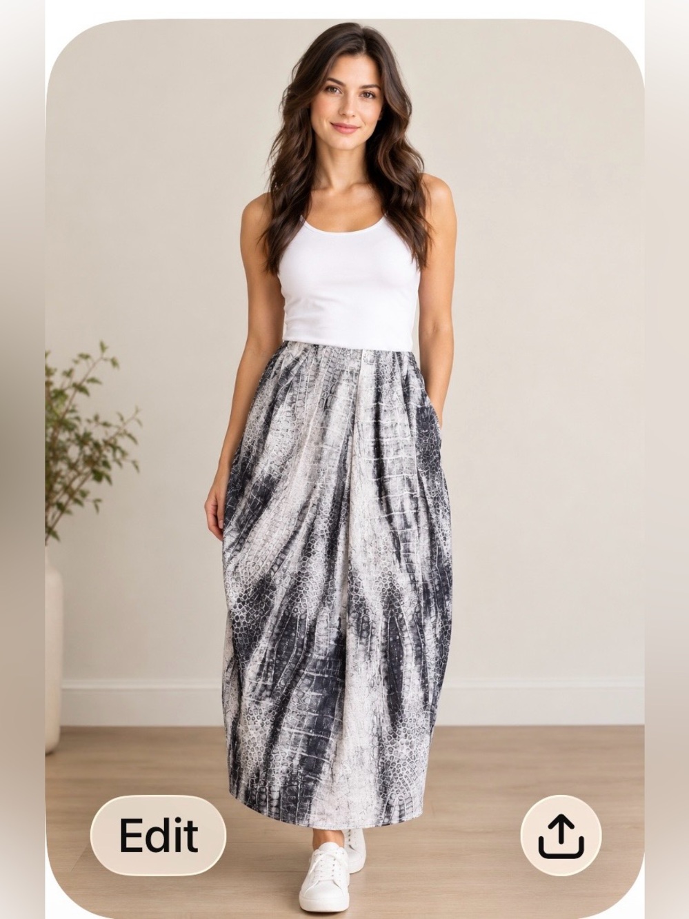 Zara Black & White Asymmetrical Printed Skirt